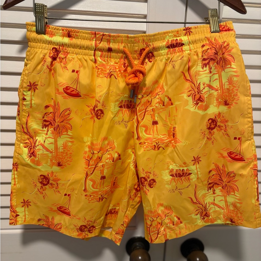 Vilebrequin Yellow and Orange Floral Swim Trunks - BRAND NEW NEVER WORN